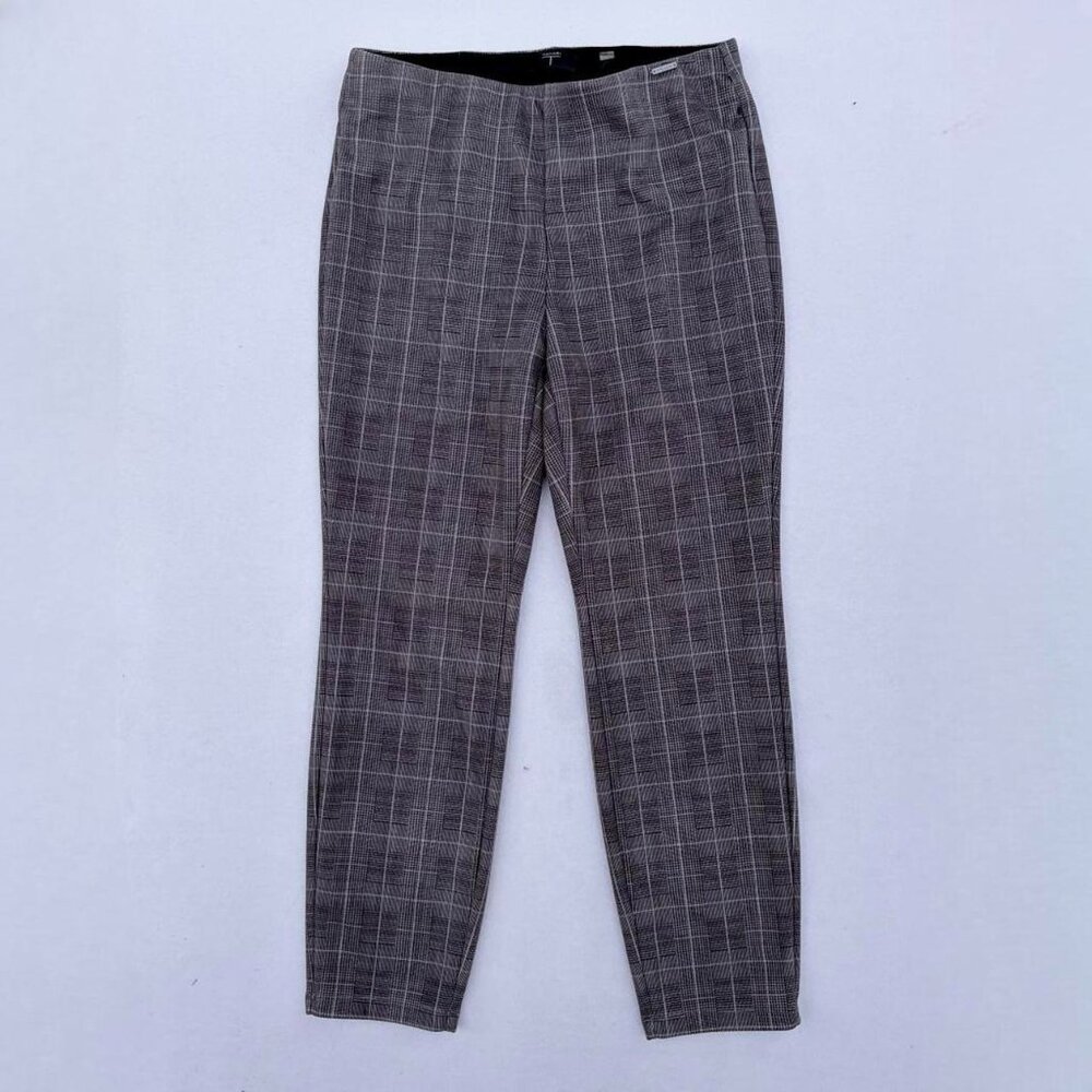T Tahari Gray Plaid Tartan Tummy Control Work Office Pants Sz M Corpcore Office